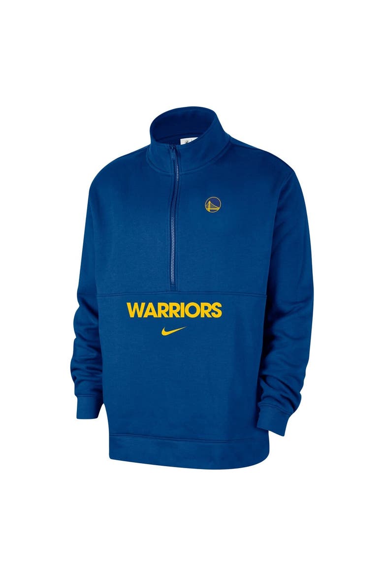 Men's Nike Blue Golden State Warriors Courtside Club Half-Zip Jacket, Alternate, color, Blue