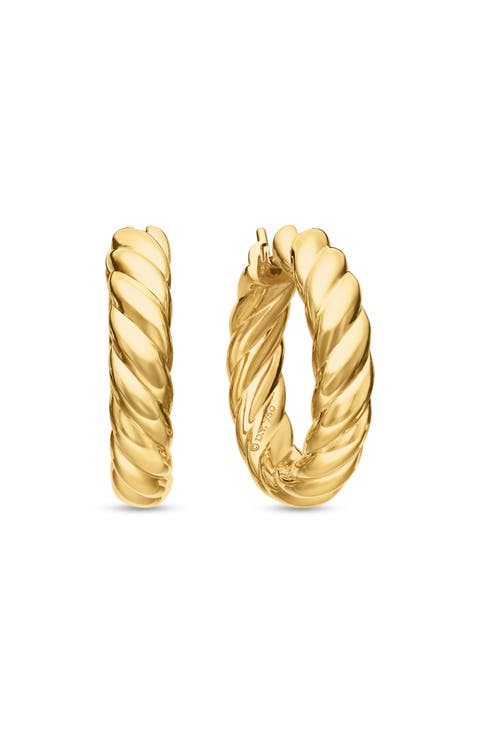 Sculpted Cable Hoop Earrings in 18K Yellow Gold