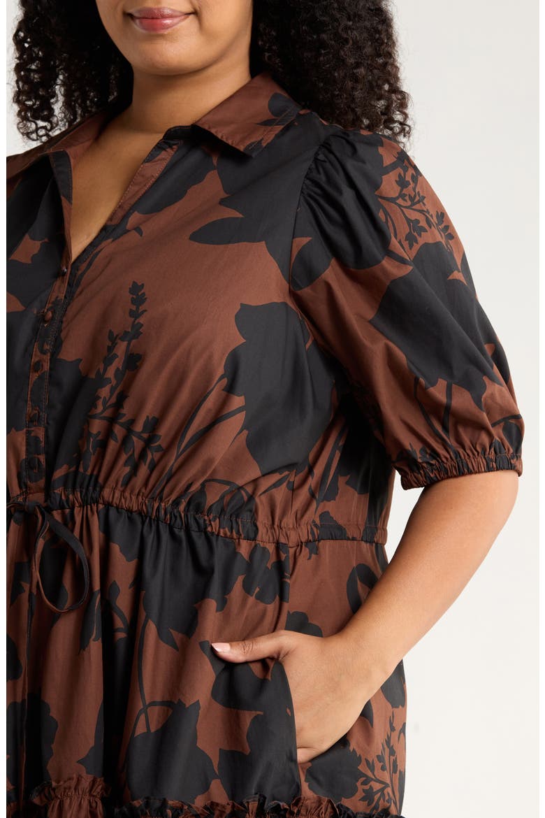 Somerton Floral Stacie Shirtdress, Alternate, color, CHOCOLATE
