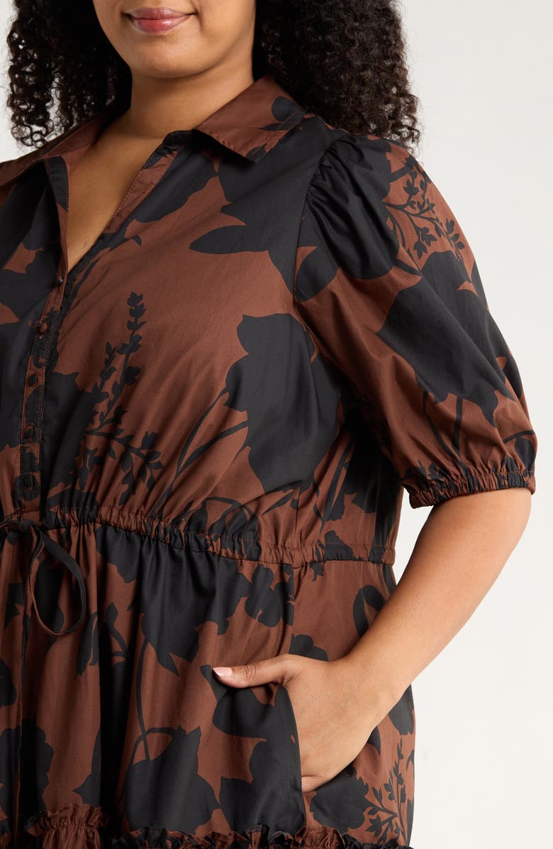 SUGARLIPS Somerton Floral Stacie Shirtdress, Alternate, color, Chocolate