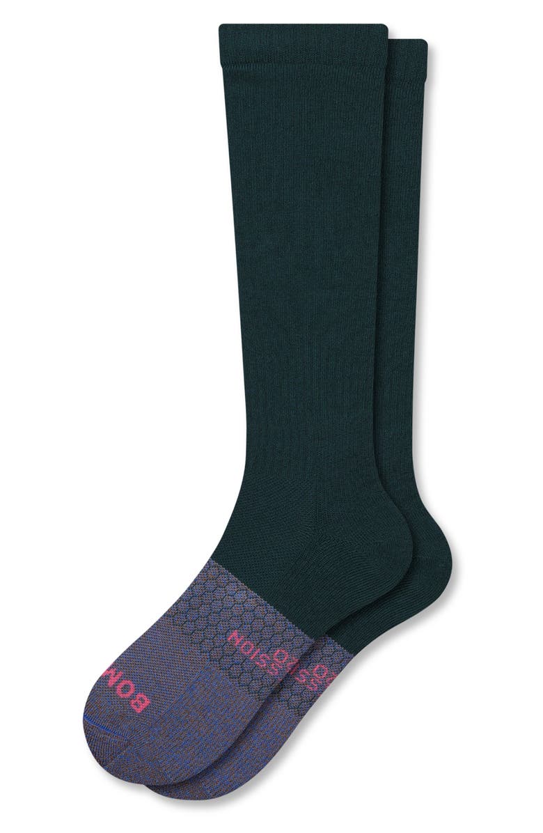 Bombas Block Compression Knee-High Socks, Main, color, Teal Pine