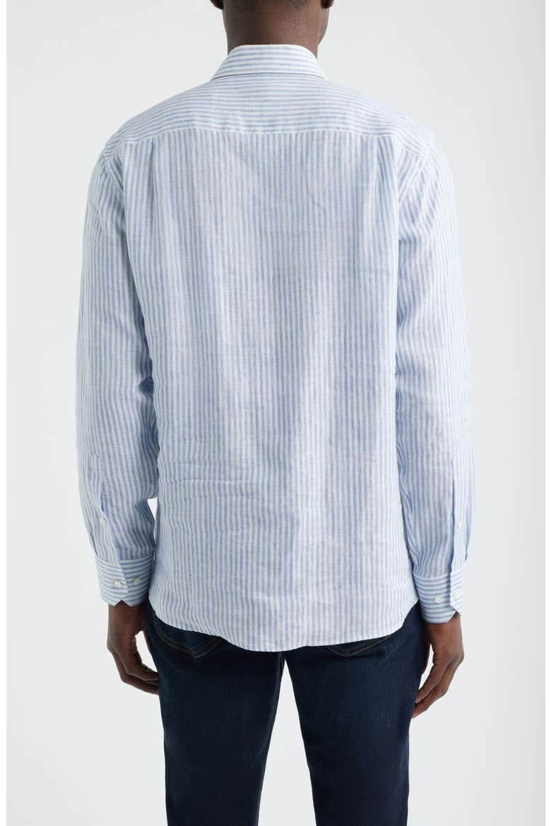 Crown Crafted Astino Lino Stripe Linen Button-Up Shirt, Alternate, color, BLUE FROST