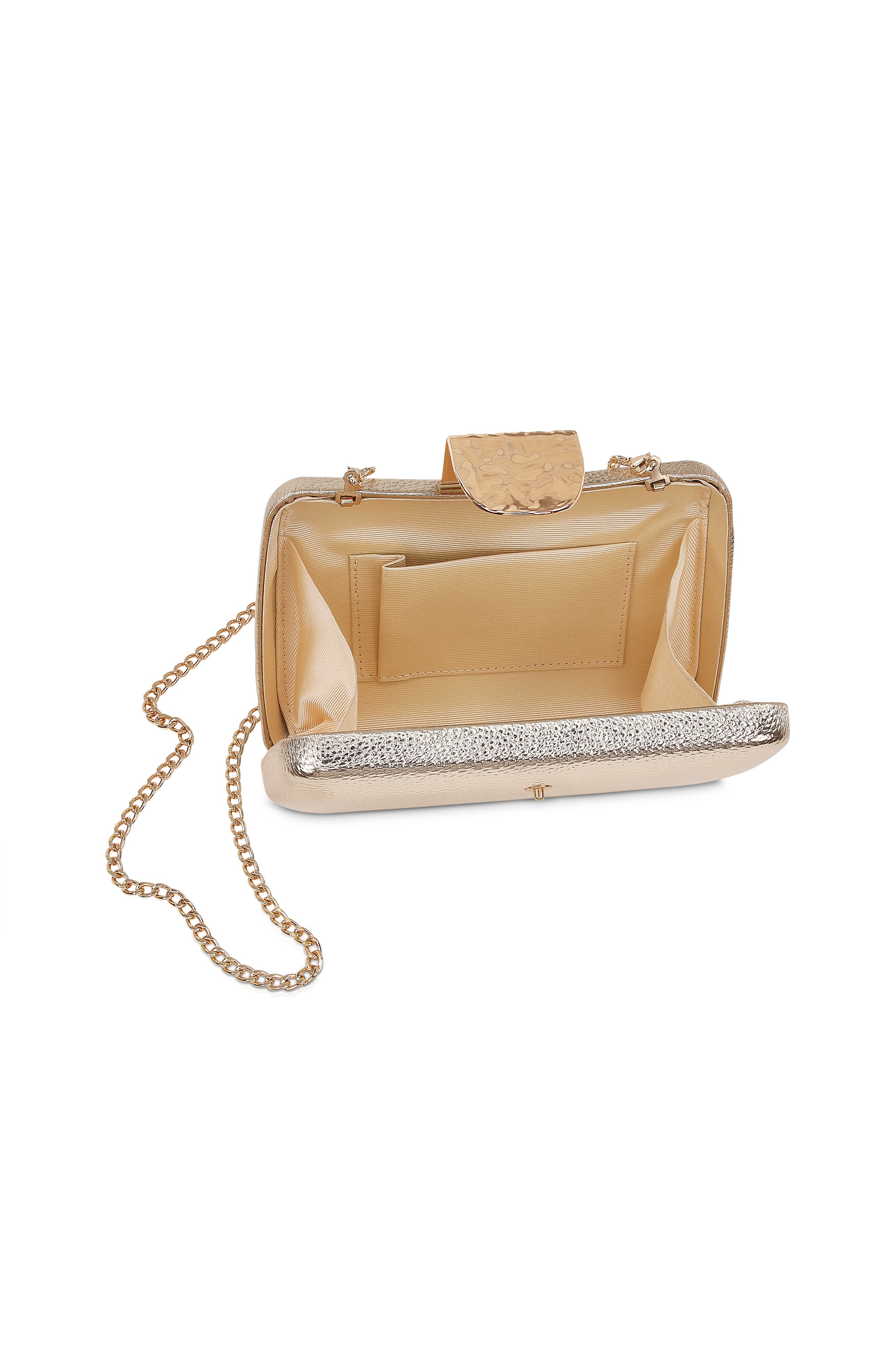 Jewel Badgley Mischka Tatum Faux Leather Clutch, Alternate, color, 