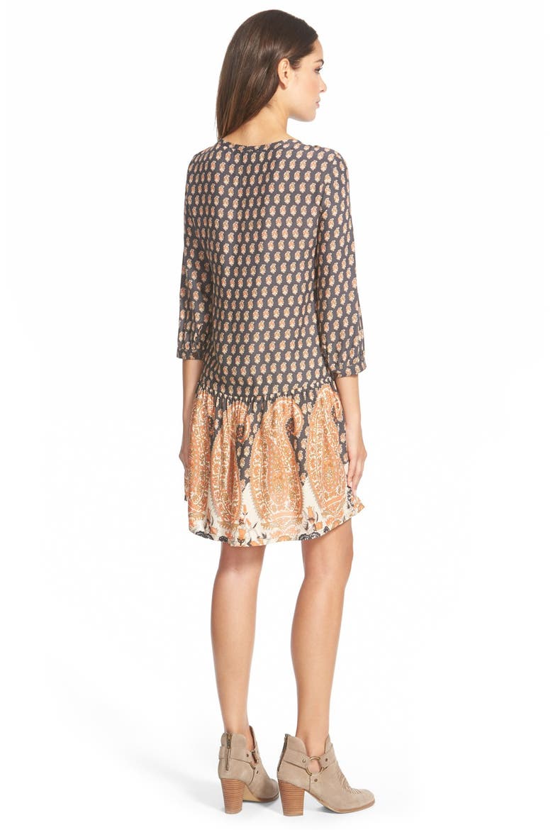 'Kelly' Drop Waist Paisley Print Dress, Alternate, color, CARBON