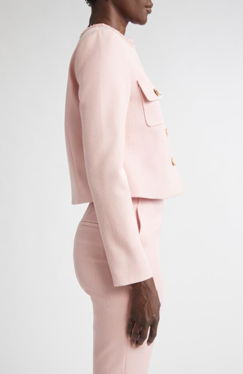 St John St. John Braided Trim Stretch Twill Crop Jacket In Pink