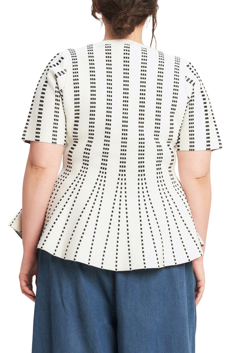 FLYING TOMATO Peplum Sweater Top, Alternate, color, White/ Black