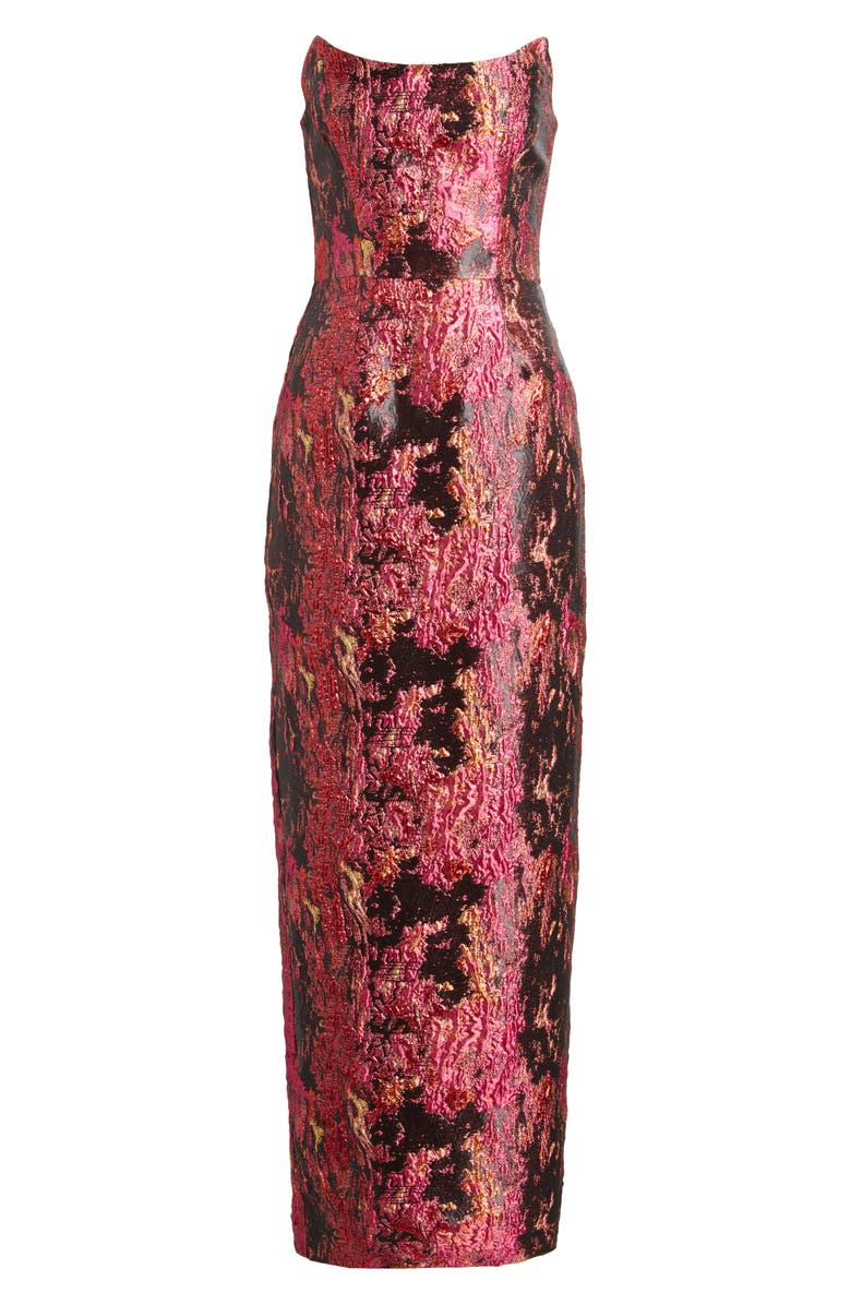 Black Halo Lumina Jacquard Strapless Gown, Alternate, color, 