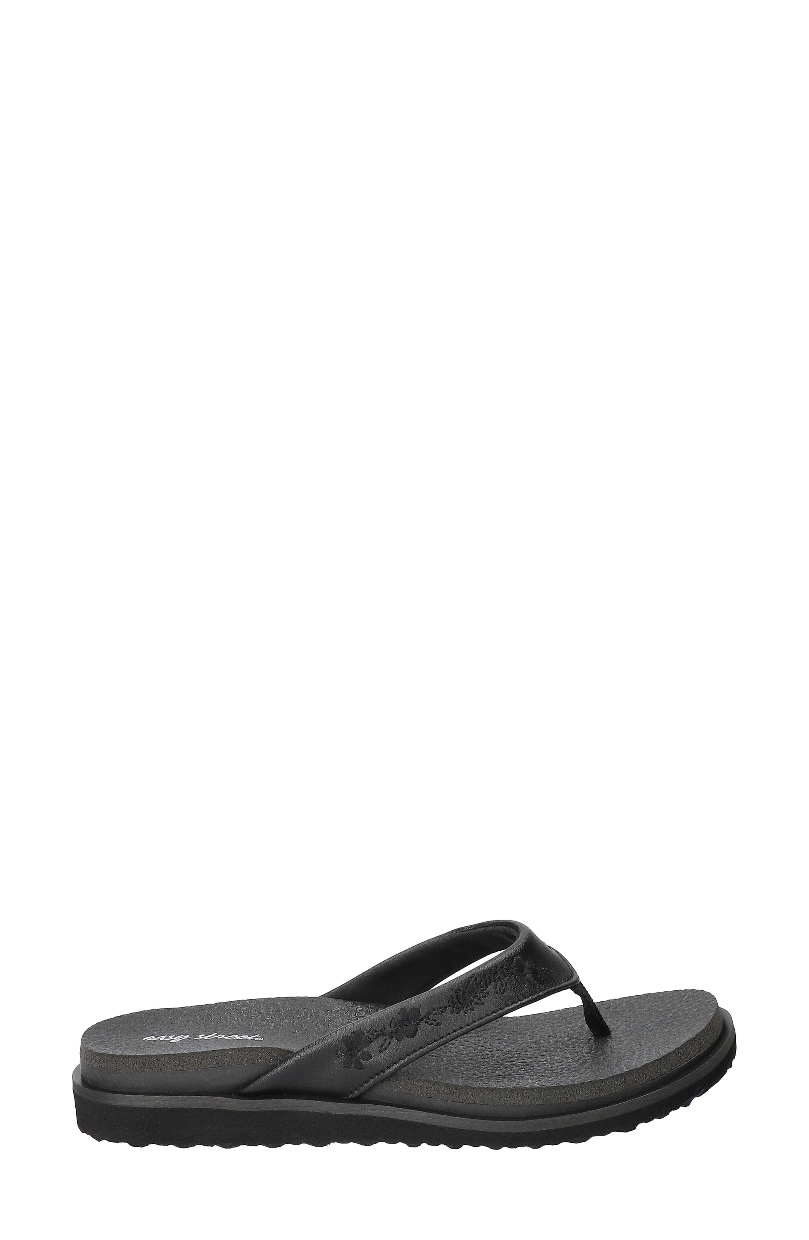 EASY STREET <p>Wanderlust Thong Sandal (Women)</p>, Alternate, color, Black
