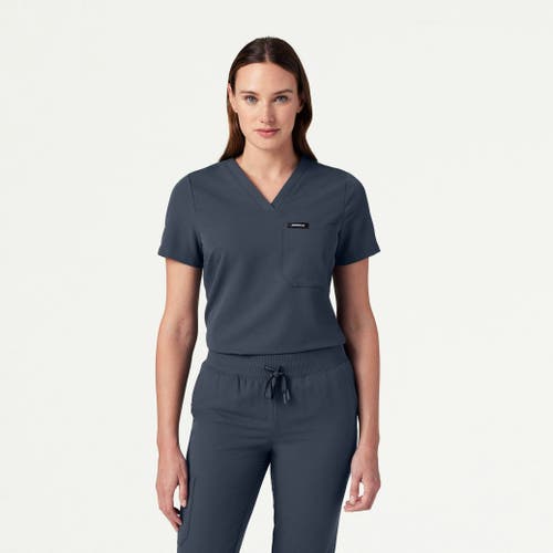 Jaanuu 1-pocket Slim V-neck Scrub Top In Gray