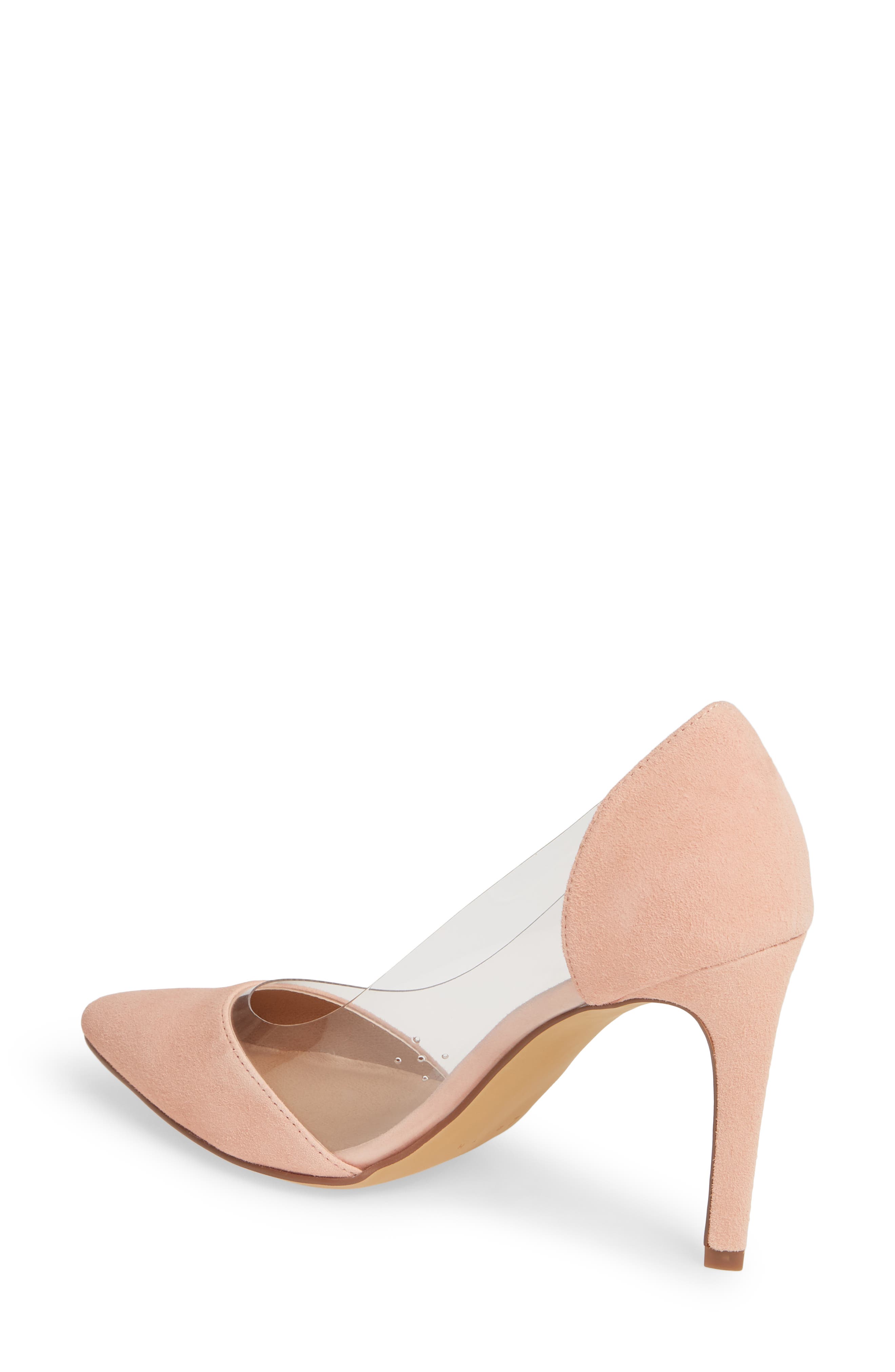 Penny Clear Pointy Toe Pump, Alternate, color, BLUSH SUEDE