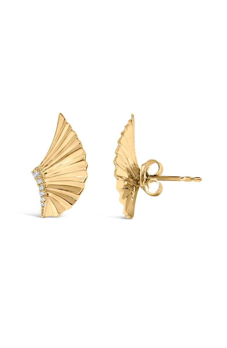 Haus of Brilliance 14K Yellow Gold Plated Silver Diamond Accent Fan Wing Stud Earrings, Alternate, color, Yellow