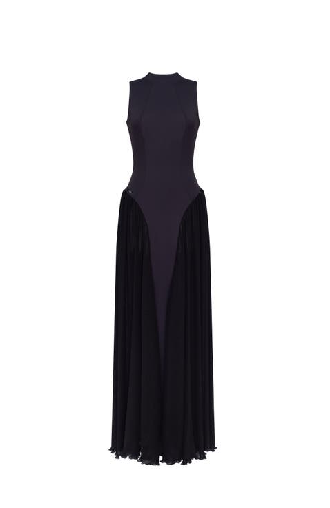 Elegant Mock Neck Maxi Dress