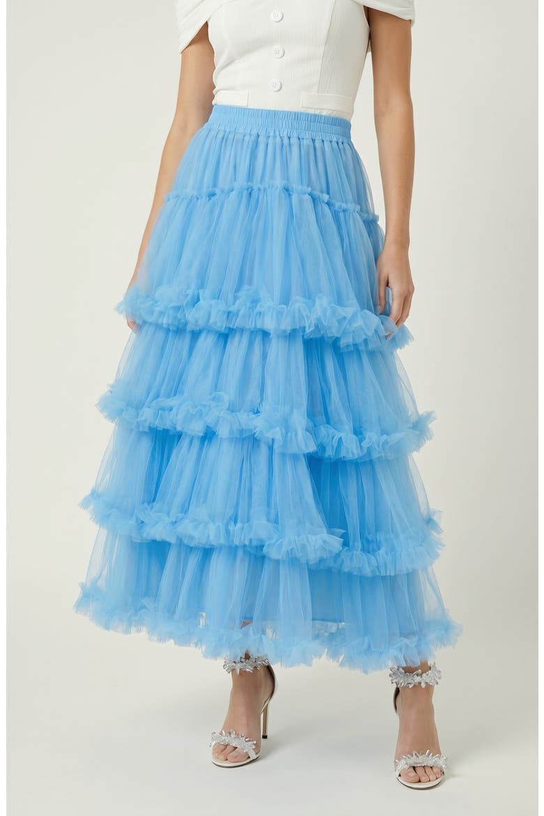 Tulle Maxi Skirt, Alternate, color, Light Blue