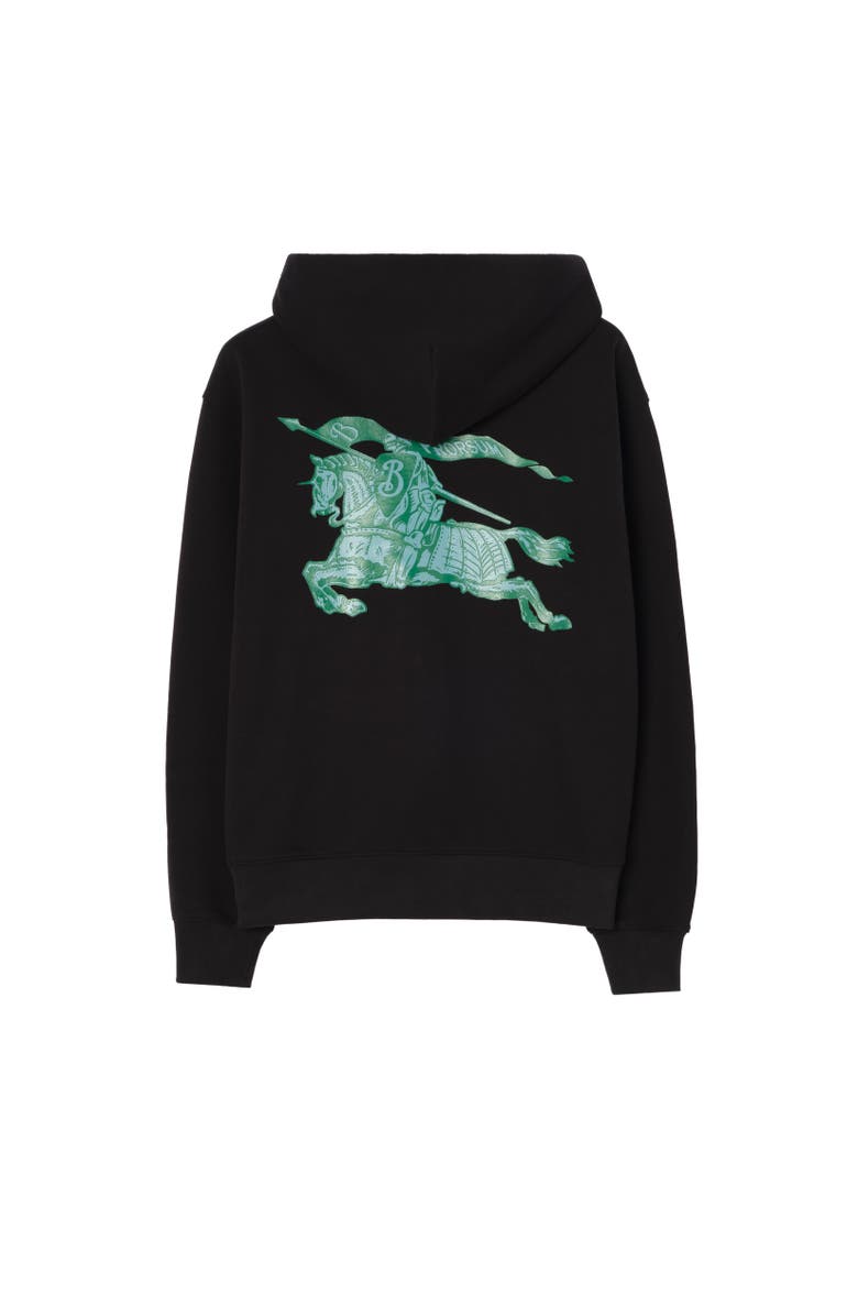 Burberry Heritage Logo Cotton Zip Hoodie, Alternate, color, Black