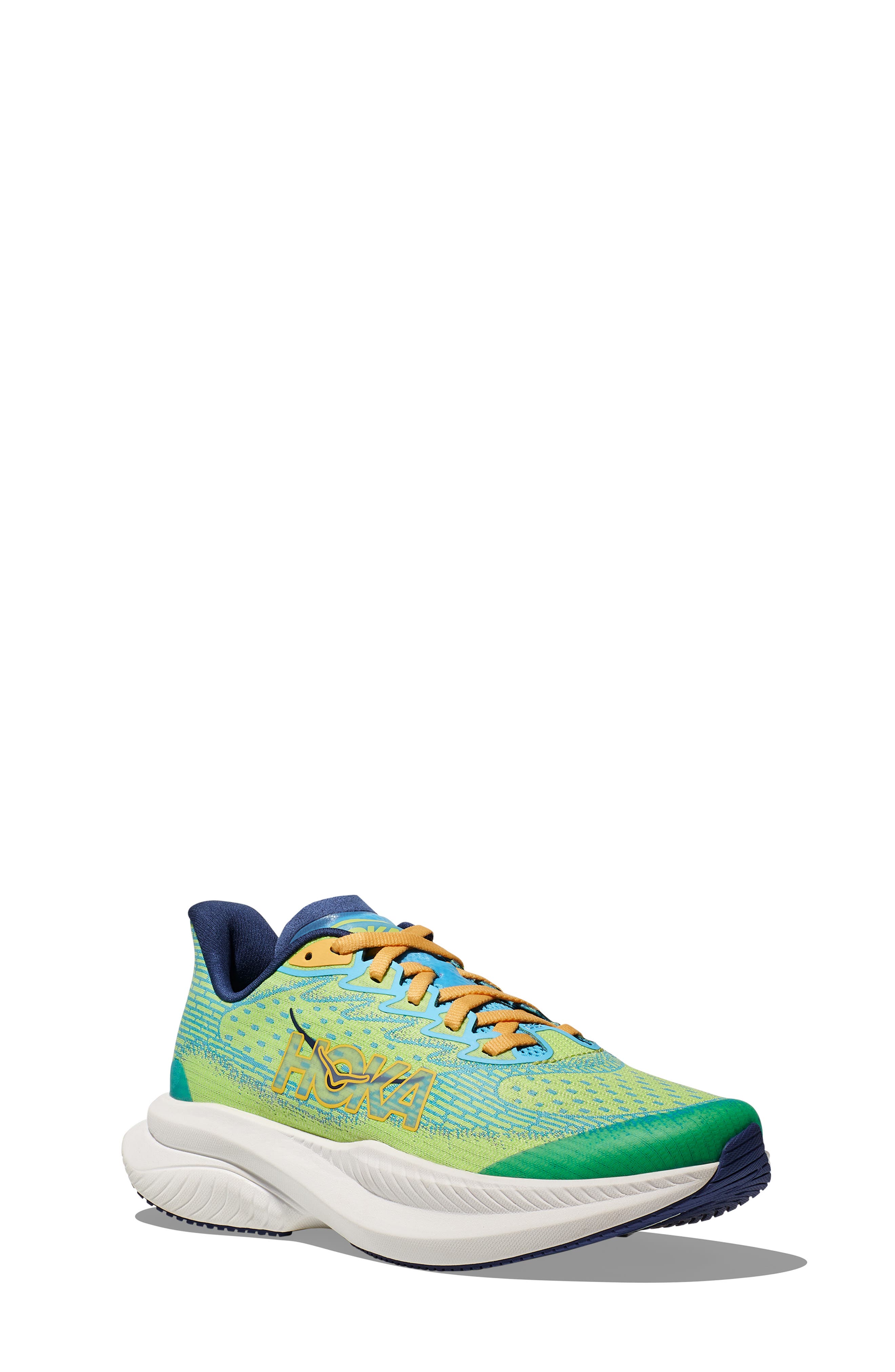 HOKA Kids' Mach 6 Running Shoe, Main, color, Lettuce / Bellwether Blue