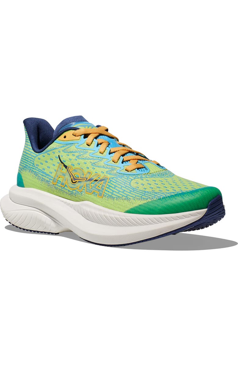 HOKA Kids' Mach 6 Running Shoe, Main, color, Lettuce / Bellwether Blue
