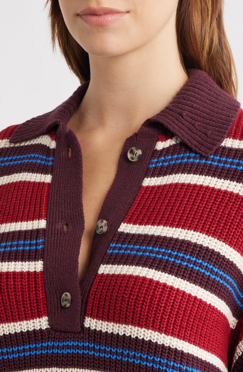 Damson Madder Ilona Stripe Organic Cotton Sweater, Alternate, color, Burgundy