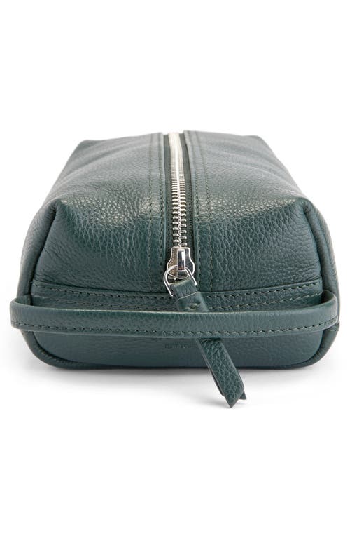 Royce New York Compact Leather Toiletry Bag In Dark Green