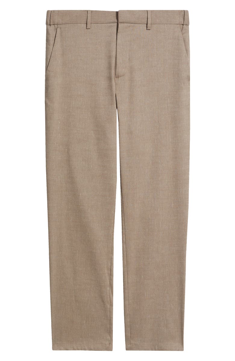 Nordstrom Linen Blend Flat Front Pants, Alternate, color, Brown Desert - Grey Fungi