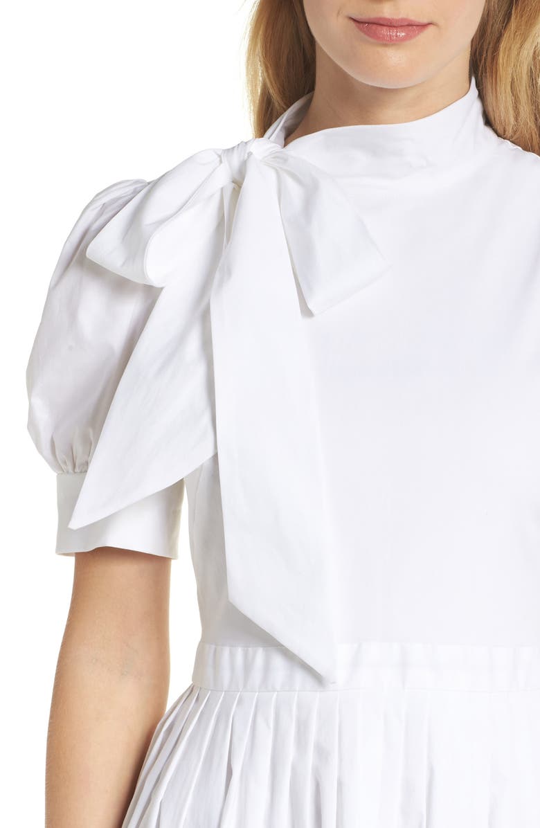 Gal Meets Glam Collection Hanna Puff Sleeve Cotton Poplin Dress, Alternate, color, 