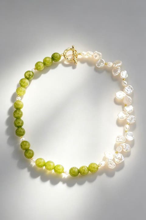 Peridot & Petal Pearl Necklace