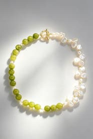 Classicharms Peridot & Petal Pearl Necklace