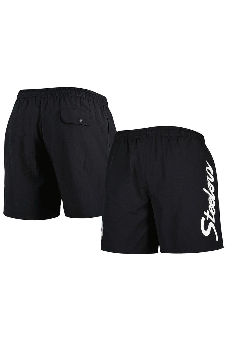 Men's Mitchell & Ness Black Pittsburgh Steelers Team Essentials Nylon Shorts, Main, color, Black