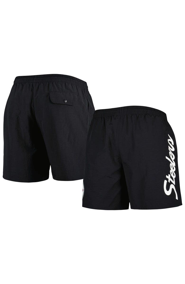 Mitchell & Ness Men's Mitchell & Ness Black Pittsburgh Steelers Team Essentials Nylon Shorts, Main, color, Black