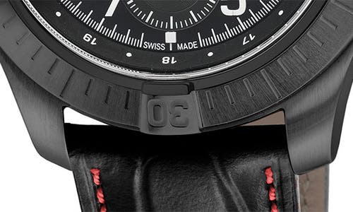 Gv2 T38 Chronograph Croc Embossed Leather Strap Watch, 45mm In Black