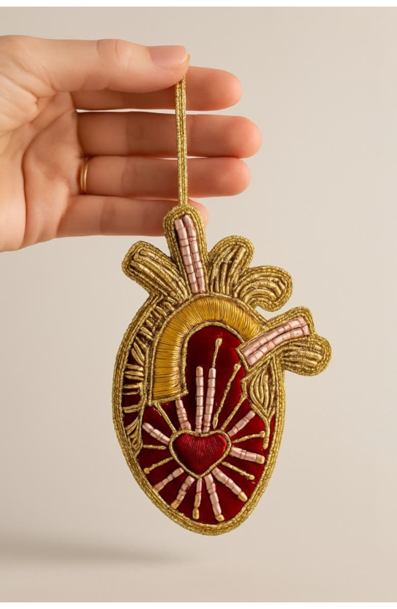 Pillowpia Human Heart Ornament, Main, color, Blood Red