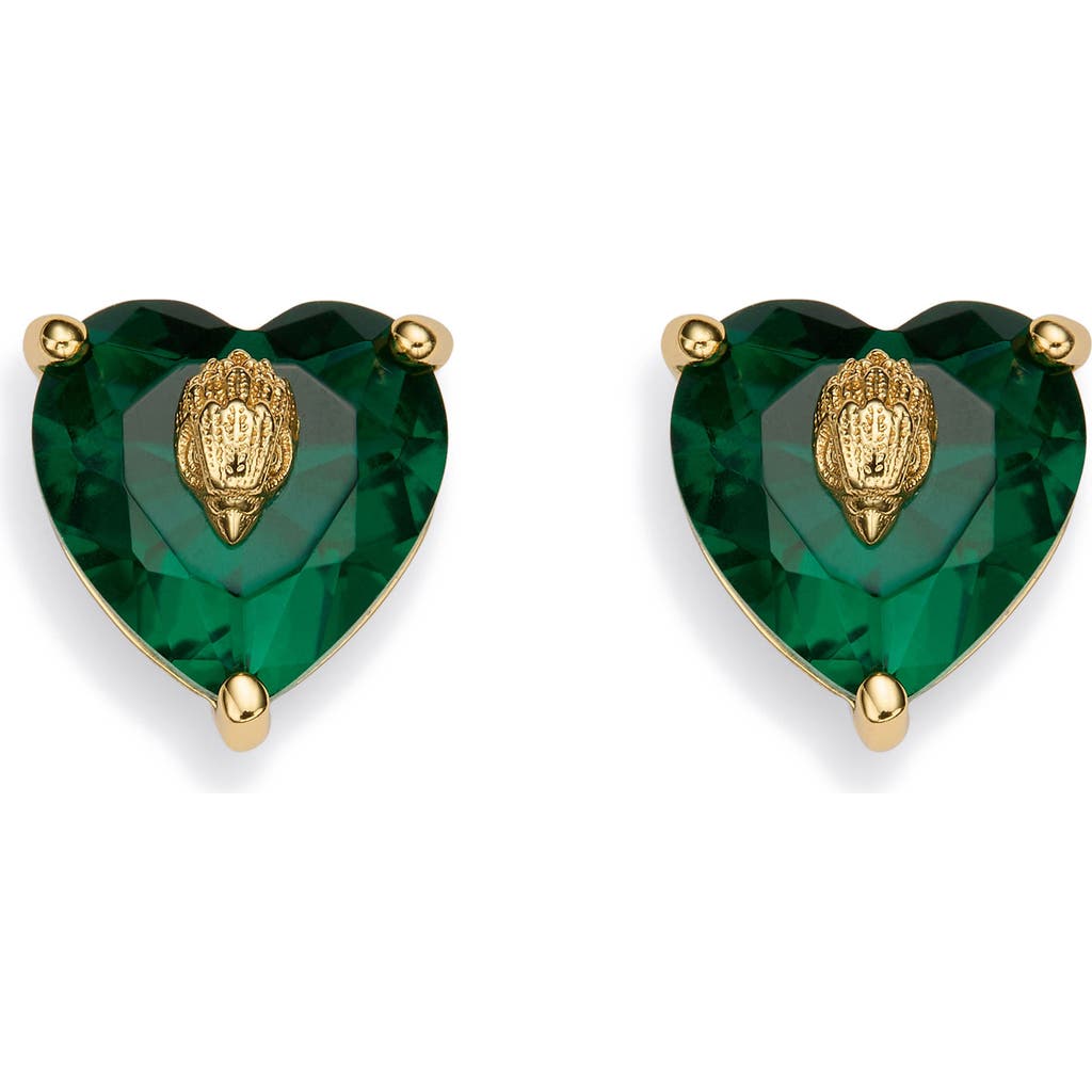 Kurt Geiger London Crystal Heart Stud Earrings In Green