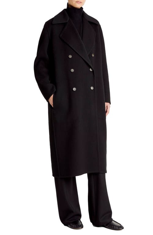 Vince Double Breasted Long Wool-blend Coat In Black