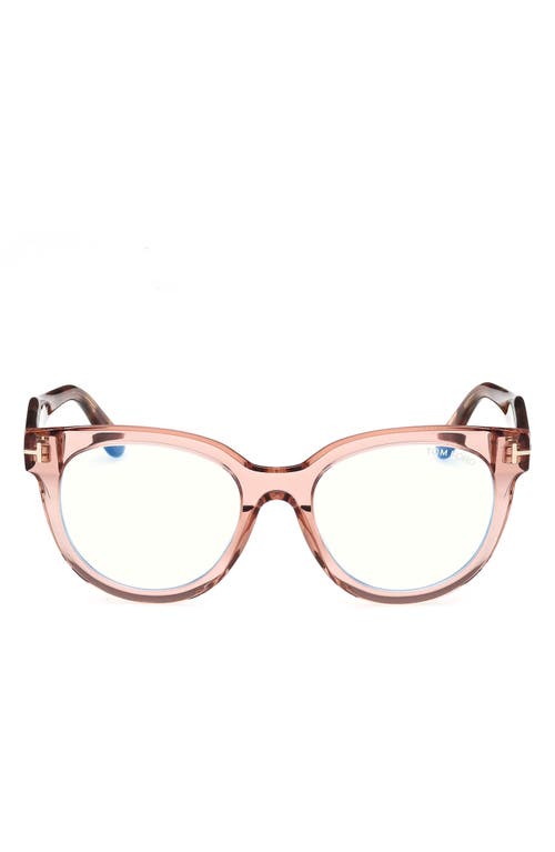 Shop Tom Ford 52mm Butterfly Blue Light Blocking Glasses In Rose Havana