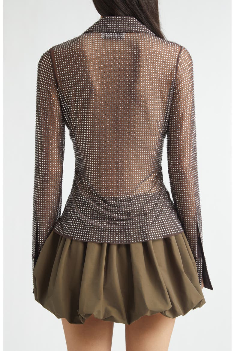Crystal Embellished Button-Up Shirt, Alternate, color, TEAK/ SILVER