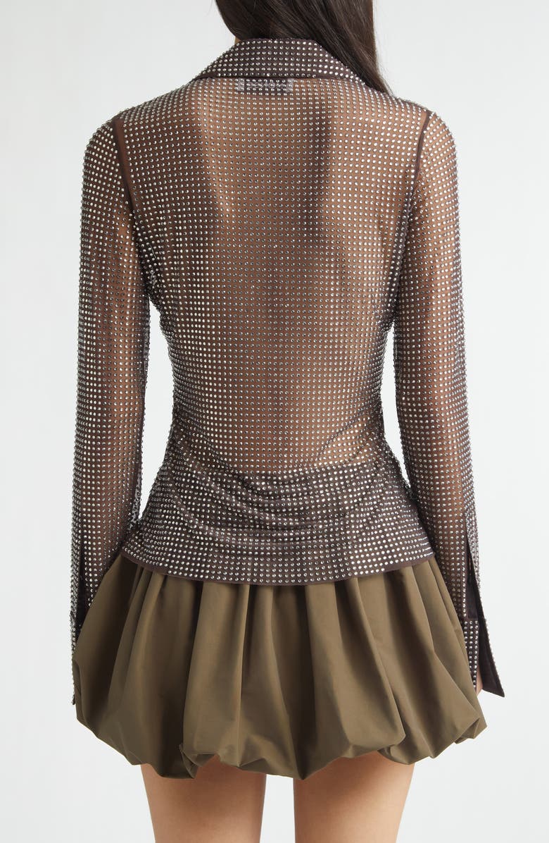 MONSE Crystal Embellished Button-Up Shirt, Alternate, color, Teak/ Silver