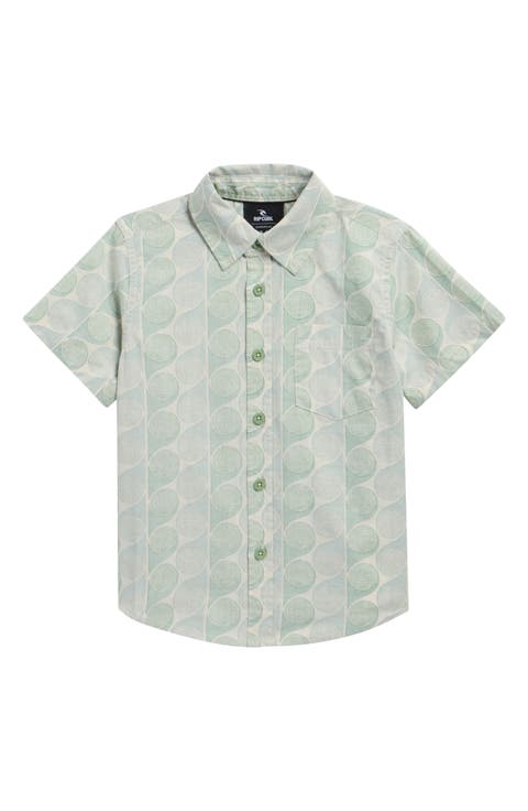 Kids' Artist of the Search Yardy Short Sleeve Cotton Button-Up Shirt (Toddler, LIttle Kid & Big Kid)