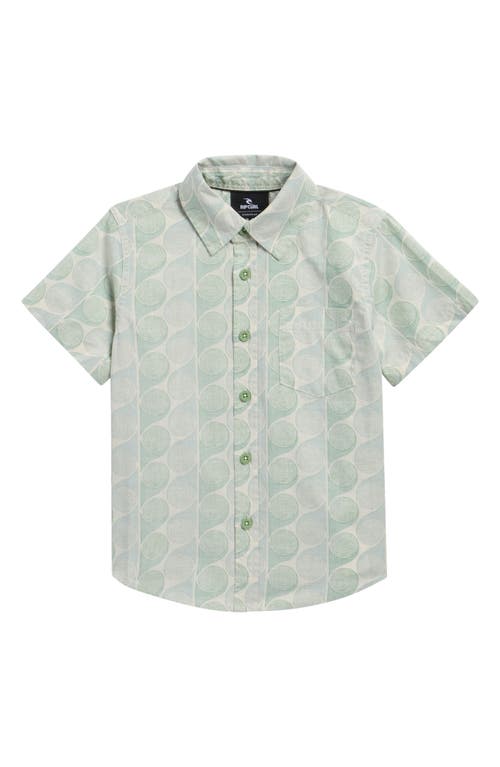 Rip Curl Kids' Artist Of The Search Yardy Short Sleeve Cotton Button-up Shirt In Green