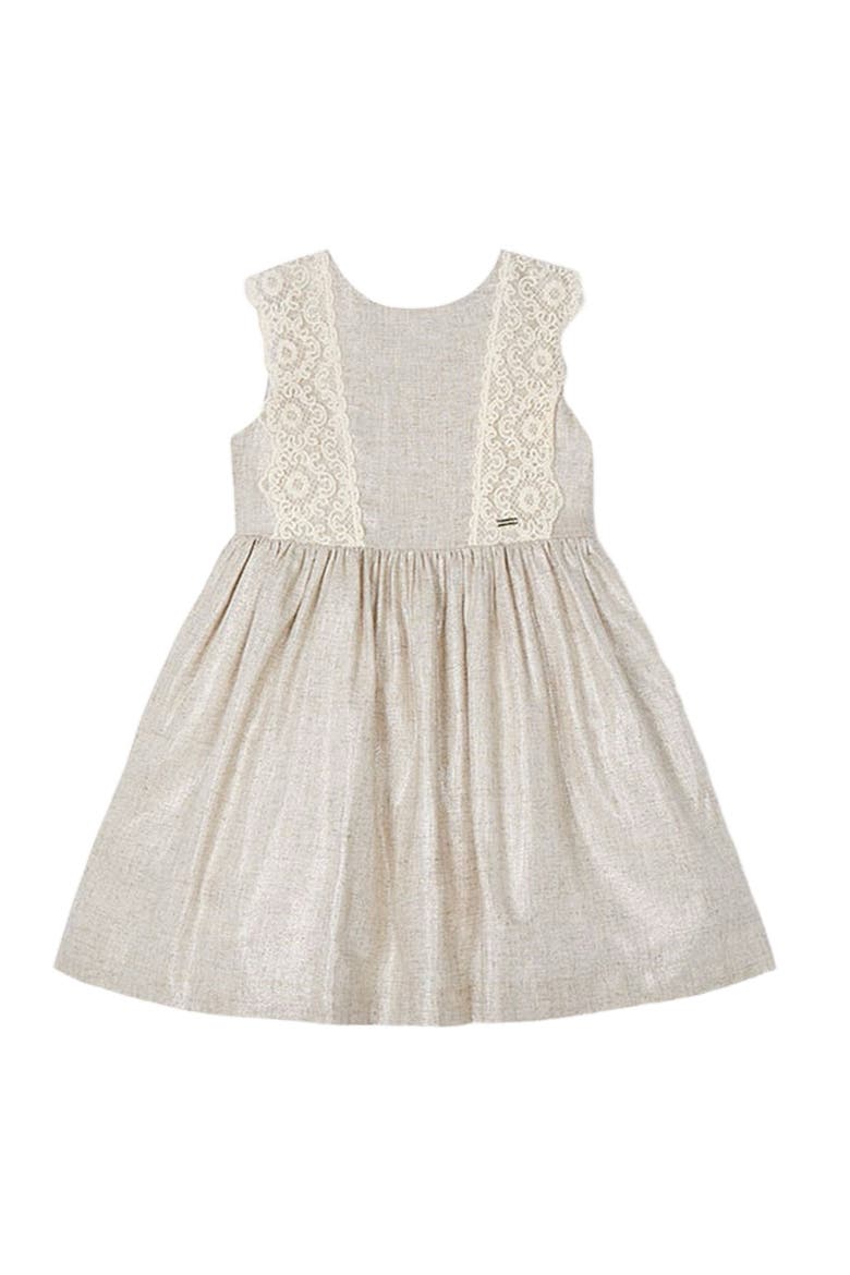 Linen Ornamental Sleeveless Dress, Main, color, Ivory
