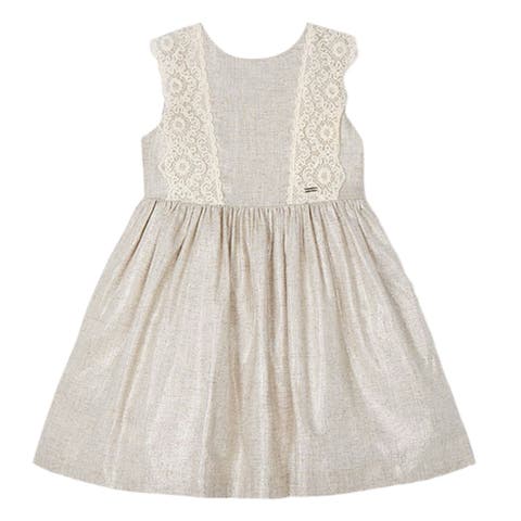 Linen Ornamental Sleeveless Dress (Toddler, Little Kid & Big Kid)