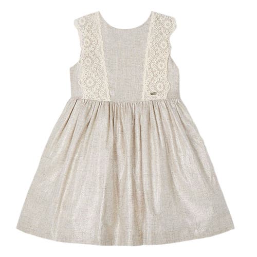 Mayoral Linen Ornamental Sleeveless Dress in Ivory 