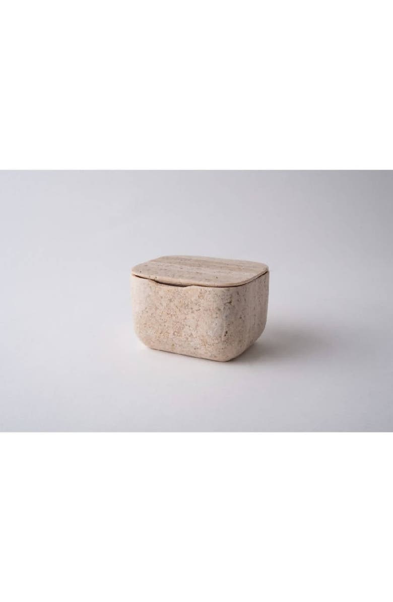 AndJacob Decor Less Is More Square Container, Main, color, Travertine Marble