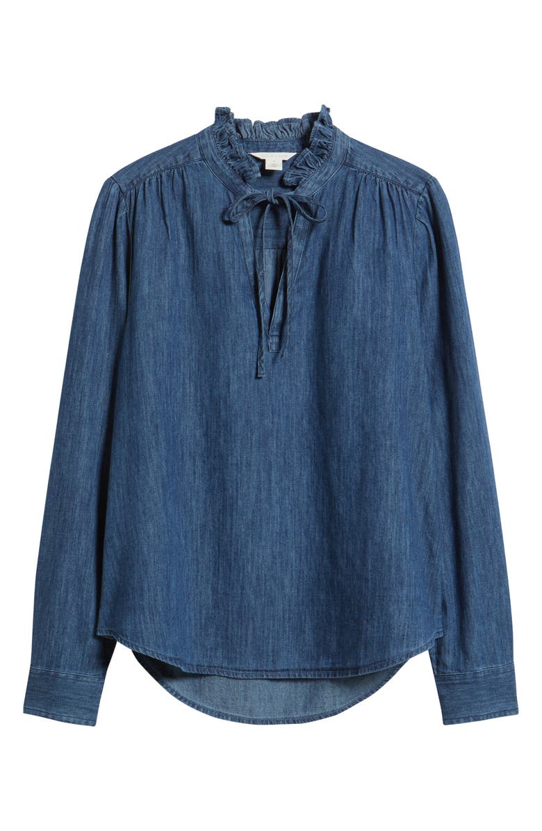 Caslon<sup>®</sup> Ruffle Chambray Top, Alternate, color, Dark Wash