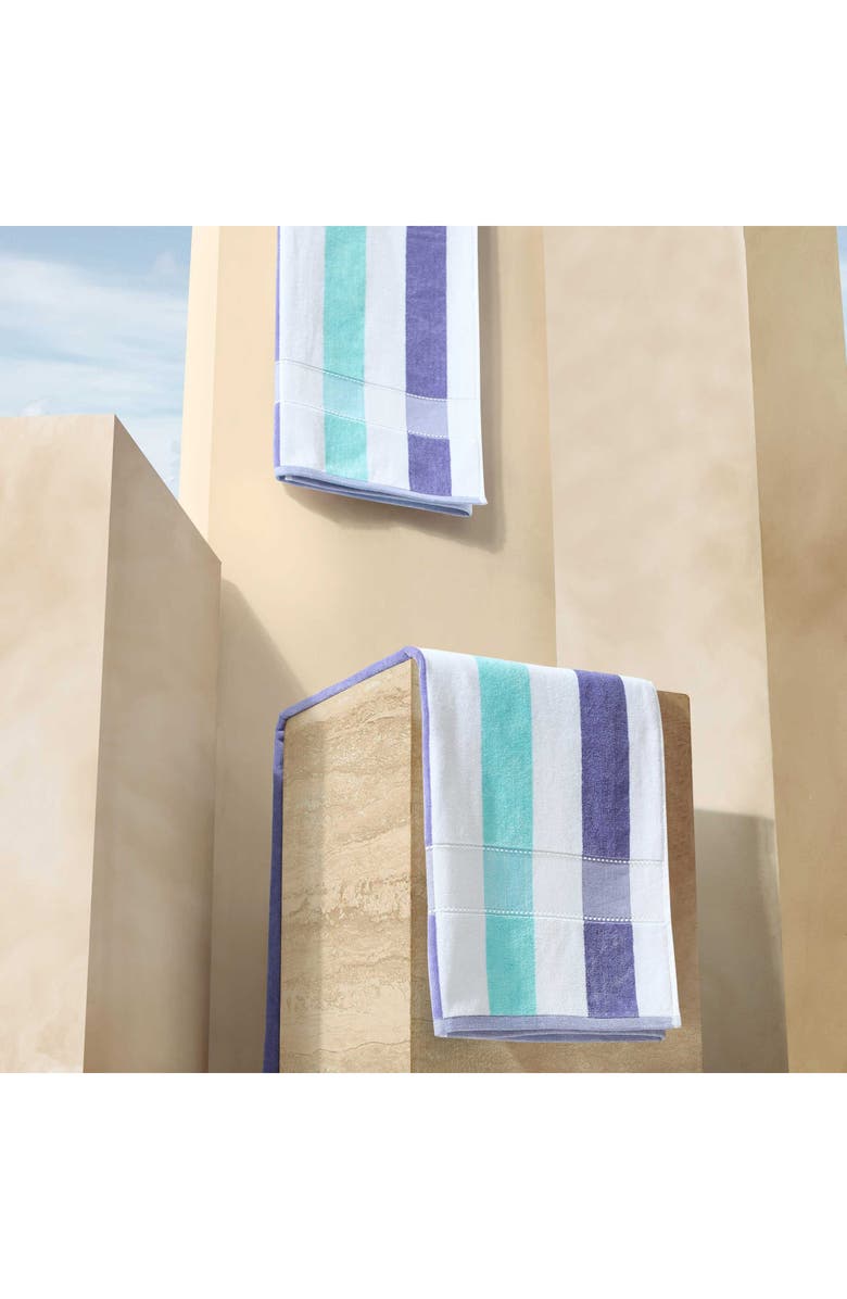 Calvin Klein Color Pop Stripe Beach Towel, Alternate, color, Purple/Blue