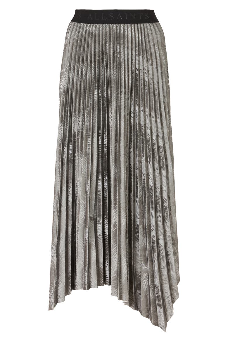 Phia Snakeskin Print Maxi Skirt, Alternate, color, SILVER
