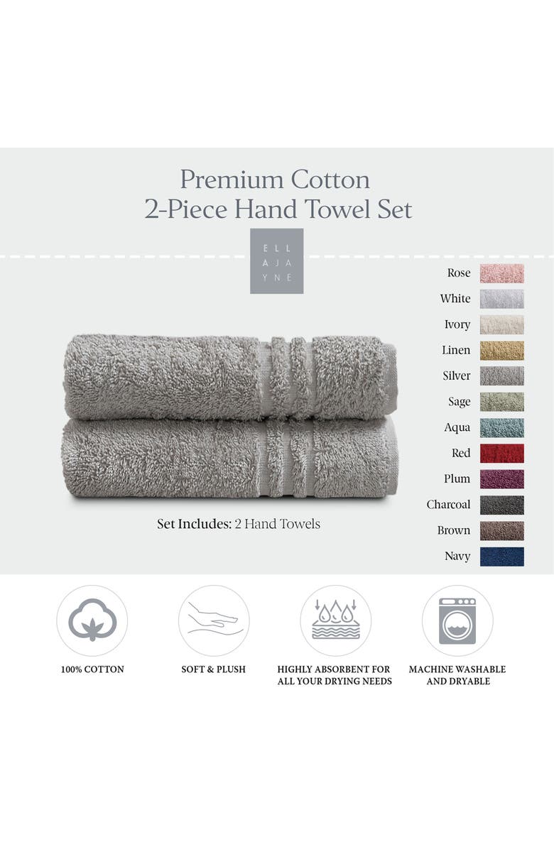 ELLA JAYNE HOME 2-Pack Cotton Hand Towel Set, Alternate, color, Grey