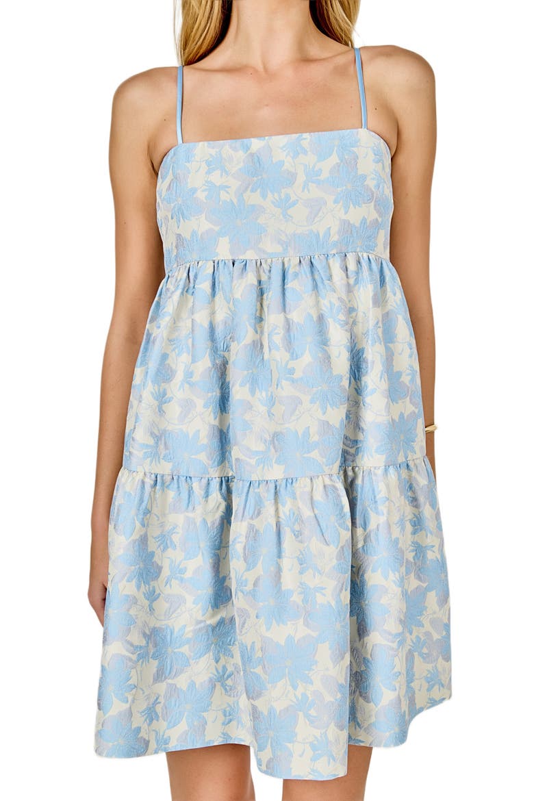 Floral Jacquard Minidress, Alternate, color, BLUE MULTI