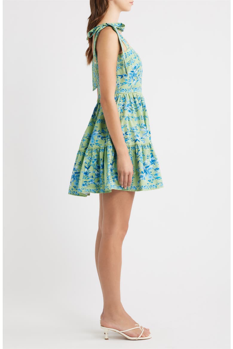 Print Cotton Minidress, Alternate, color, MINT BLUE