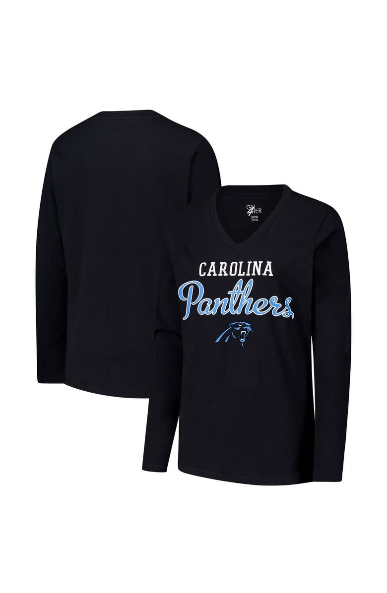 G-III 4HER BY CARL BANKS Women's G-III 4Her by Carl Banks Black Carolina Panthers Post Season Long Sleeve V-Neck T-Shirt, Main, color, Black