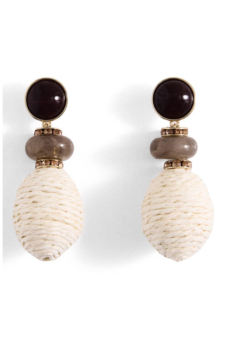 Raffia Drop Earrings, Main, color, BEIGE