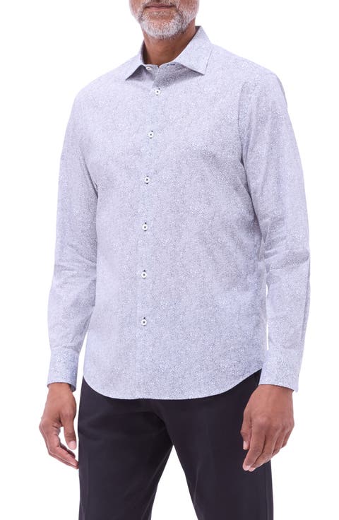 Axel Floral Shaped Fit Stretch Cotton Button-Up Shirt